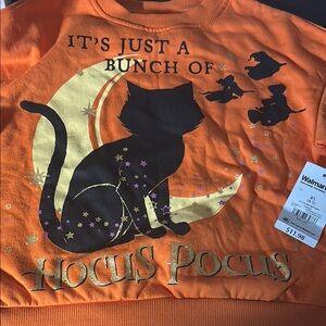 Disney Halloween Black Cat Sweater Orange